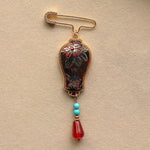 Buddha Stones Song Brocade Vase Design Elegant Brooch