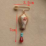 Buddha Stones Song Brocade Vase Design Elegant Brooch