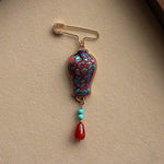 Buddha Stones Song Brocade Vase Design Elegant Brooch