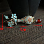 Buddha Stones Song Brocade Flower Vase Design Elegant Brooch