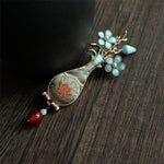 Buddha Stones Song Brocade Flower Vase Design Elegant Brooch