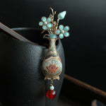 Buddha Stones Song Brocade Flower Vase Design Elegant Brooch