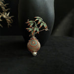 Buddha Stones Song Brocade Bamboo Leaves Vase Design Balance Brooch