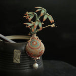 Buddha Stones Song Brocade Bamboo Leaves Vase Design Balance Brooch