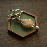 Buddha Stones Song Brocade Bamboo Leaves Vase Design Balance Brooch