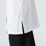 Buddha Stones Summer Tang Style Mandarin Collar Lotus Embroidery Solid Men's Shirts