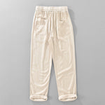 Buddha Stones Summer Casual Vintage Drawstring Solid Long Pants Men's Tapered Pants With Pockets