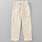 Buddha Stones Summer Casual Vintage Drawstring Solid Long Pants Men's Tapered Pants With Pockets