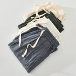 Buddha Stones Summer Casual Vintage Drawstring Solid Long Pants Men's Tapered Pants With Pockets