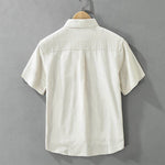 Buddha Stones Summer Casual Button-Up Striped Cotton Men's Short Sleeve Shirts With Decorative Pocket