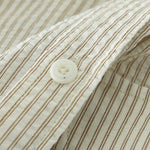 Buddha Stones Summer Casual Button-Up Striped Cotton Men's Short Sleeve Shirts With Decorative Pocket