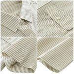 Buddha Stones Summer Casual Button-Up Striped Cotton Men's Short Sleeve Shirts With Decorative Pocket