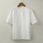 Buddha Stones Summer Tang Style Knot Button Side Slit Solid Men's Shirts