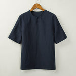 Buddha Stones Summer Tang Style Knot Button Side Slit Solid Men's Shirts