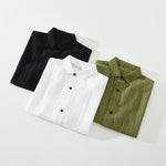 Buddha Stones Summer Casual Minimalist Button-Up Solid Men's Shirts