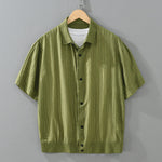 Buddha Stones Summer Casual Minimalist Button-Up Solid Men's Shirts