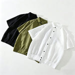 Buddha Stones Summer Casual Minimalist Button-Up Solid Men's Shirts