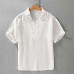 Buddha Stones Summer Casual Minimalist Solid Men's Shirts