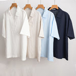 Buddha Stones Summer Casual Minimalist Solid Men's Shirts