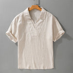 Buddha Stones Summer Casual Minimalist Solid Men's Shirts