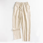 Buddha Stones Spring Casual Minimalist Drawstring Solid Men's Tapered Pants With Pocket