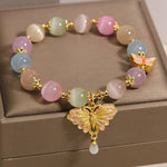 Buddha Stones Multicolor Cat's Eye Butterfly Love Beaded Bracelet