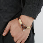 Buddha Stones Leather Double Wrap Winding Thread Shackle Balance Bracelet