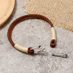 Buddha Stones Leather Double Wrap Winding Thread Shackle Balance Bracelet