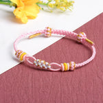 Buddha Stones Handmade Peach Blossom Knot Adjustable String Luck Bracelet