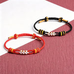 Buddha Stones Handmade Peach Blossom Knot Adjustable String Luck Bracelet