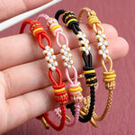 Buddha Stones Handmade Peach Blossom Knot Adjustable String Luck Bracelet
