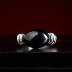 Buddha Stones Oval Pattern Hematite Support Adjustable Ring