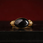 Buddha Stones Oval Pattern Hematite Support Adjustable Ring