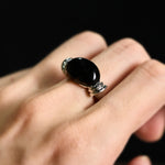 Buddha Stones Oval Pattern Hematite Support Adjustable Ring