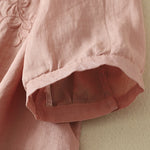 Buddha Stones Summer Vintage Embroidery Floral Women's Elbow-Length Sleeve Shirts