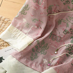 Buddha Stones Summer Tang Style Frog Button Floral Pavilion Women's Elbow-Length Sleeve Shirts