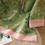 Buddha Stones Summer Tang Style Frog Button Floral Pavilion Women's Elbow-Length Sleeve Shirts