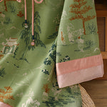 Buddha Stones Summer Tang Style Frog Button Floral Pavilion Women's Elbow-Length Sleeve Shirts