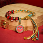 Buddha Stones Tibetan Liuli Glass Bead Five Directions Gods Of Wealth Buddha Eye Blessing String Bracelet
