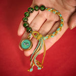 Buddha Stones Tibetan Liuli Glass Bead Five Directions Gods Of Wealth Buddha Eye Blessing String Bracelet