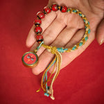 Buddha Stones Tibetan Liuli Glass Bead Five Directions Gods Of Wealth Buddha Eye Blessing String Bracelet
