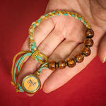 Buddha Stones Tibetan Liuli Glass Bead Five Directions Gods Of Wealth Buddha Eye Blessing String Bracelet