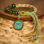 Buddha Stones Tibetan Liuli Glass Bead Five Directions Gods Of Wealth Buddha Eye Blessing String Bracelet
