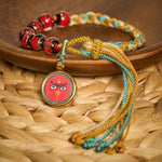 Buddha Stones Tibetan Liuli Glass Bead Five Directions Gods Of Wealth Buddha Eye Blessing String Bracelet