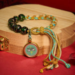 Buddha Stones Tibetan Liuli Glass Bead Five Directions Gods Of Wealth Buddha Eye Blessing String Bracelet