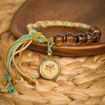 Buddha Stones Tibetan Liuli Glass Bead Five Directions Gods Of Wealth Buddha Eye Blessing String Bracelet