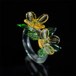 Buddha Stones Liuli Osmanthus Flower Wisdom Ring