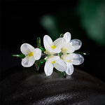 Buddha Stones Liuli Pear Blossom Flower Wisdom Ring