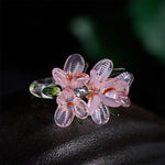 Buddha Stones Liuli Pear Blossom Flower Wisdom Ring