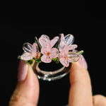Buddha Stones Liuli Pear Blossom Flower Wisdom Ring
